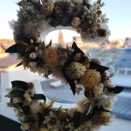 atelier création florale à saint Renan lettre 6 en fleur séchées