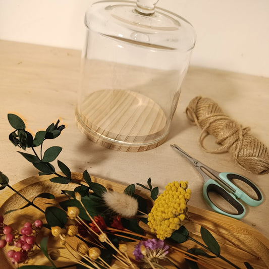 atelier composition florale à saint Renan pop corn, avec poaceae